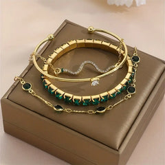 Green Gemstone Bracelet Set