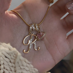 Initial & Heart Zircon Necklace