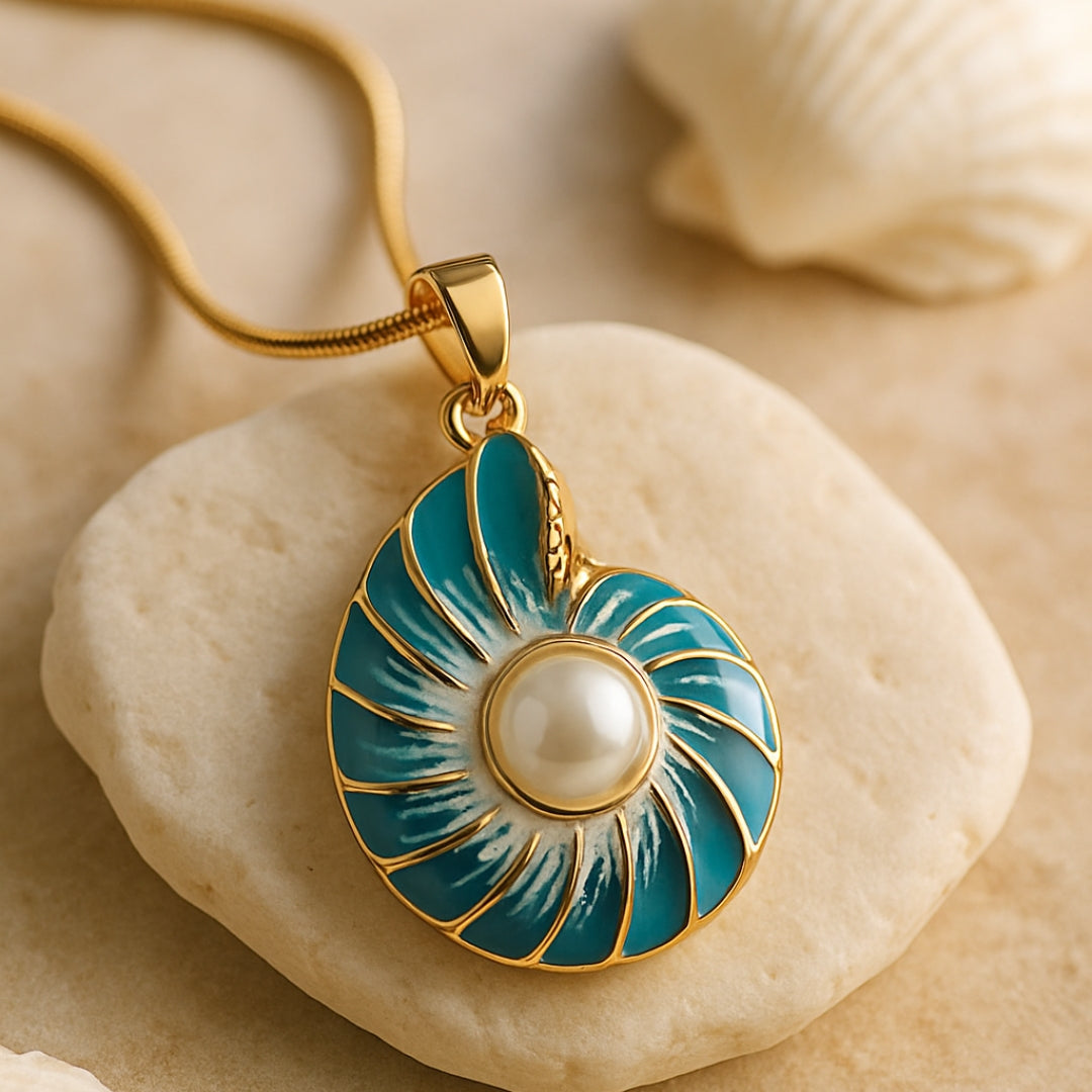 Pearl Blue Shell Pendant Necklace