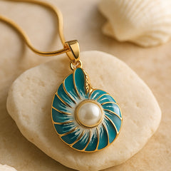 Pearl Blue Shell Pendant Necklace