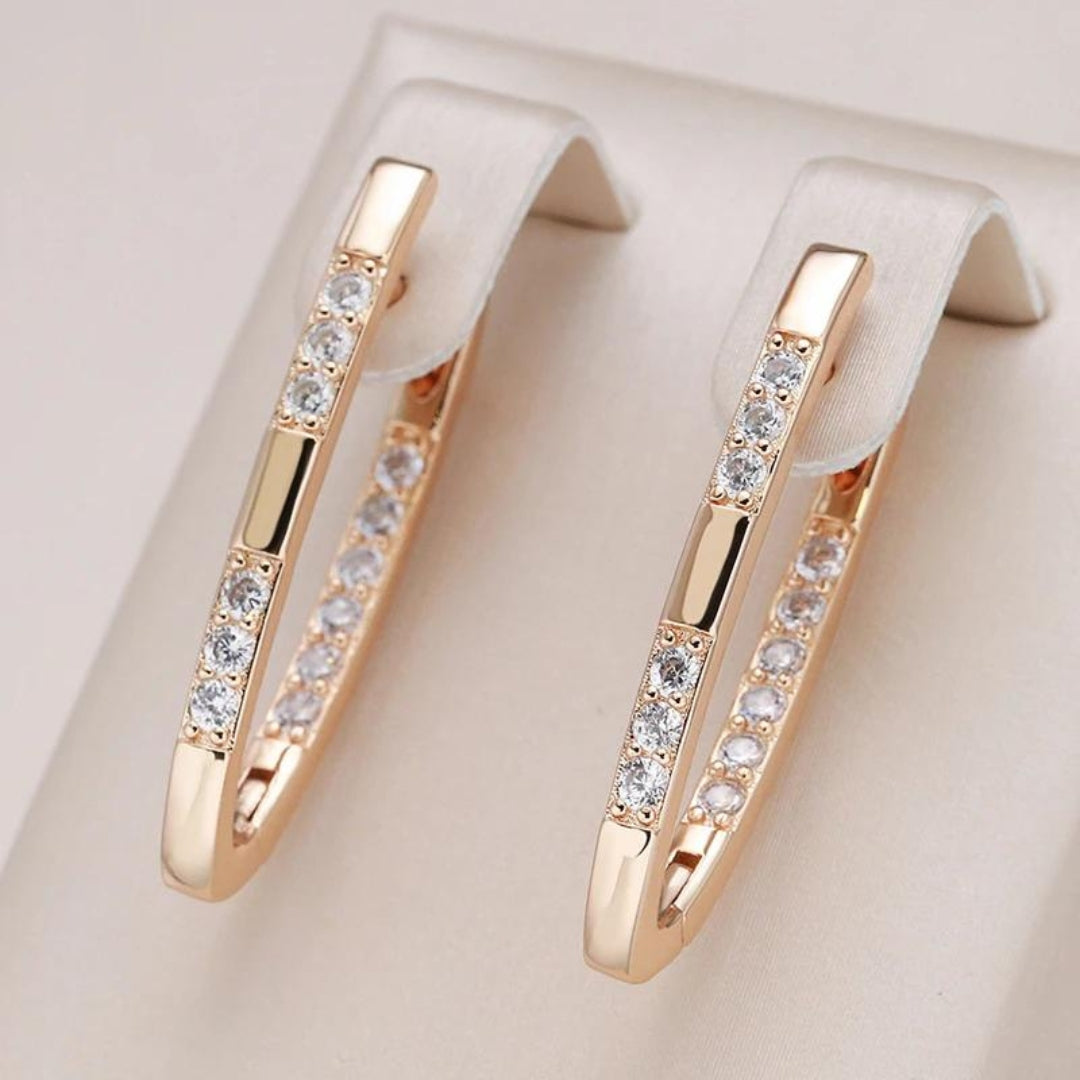 Zirconia Gold Hoop Earrings