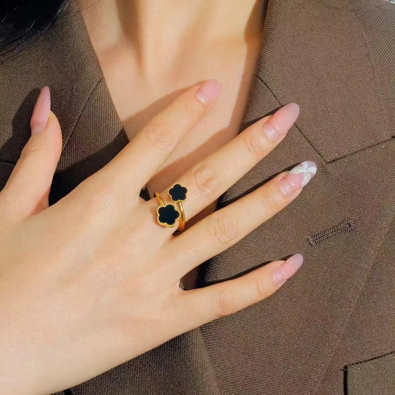 Five Leaf Clover Dual Ring