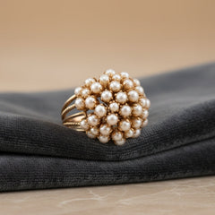 Classic Inlaid Pearl Gold Ring