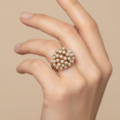 Classic Inlaid Pearl Gold Ring