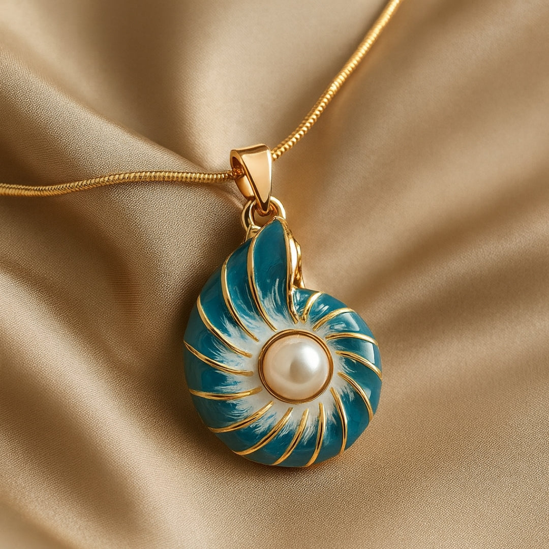 Pearl Blue Shell Pendant Necklace