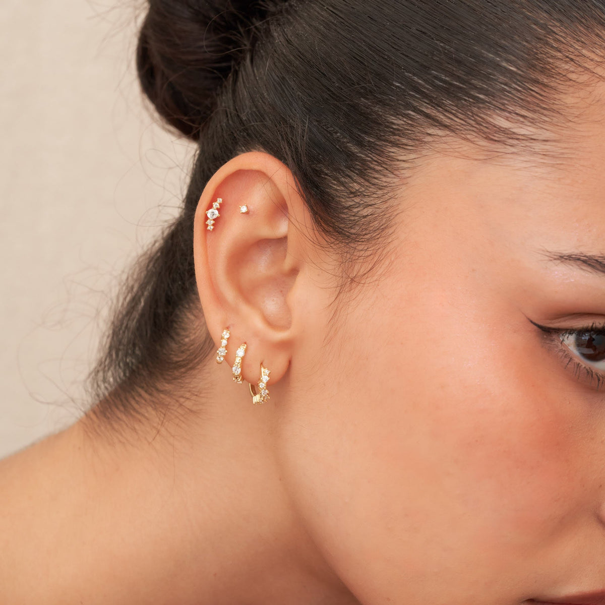 Essential Flat Back Diamond Studs In Gold