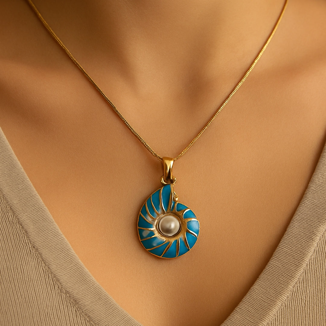 Pearl Blue Shell Pendant Necklace