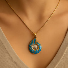 Pearl Blue Shell Pendant Necklace