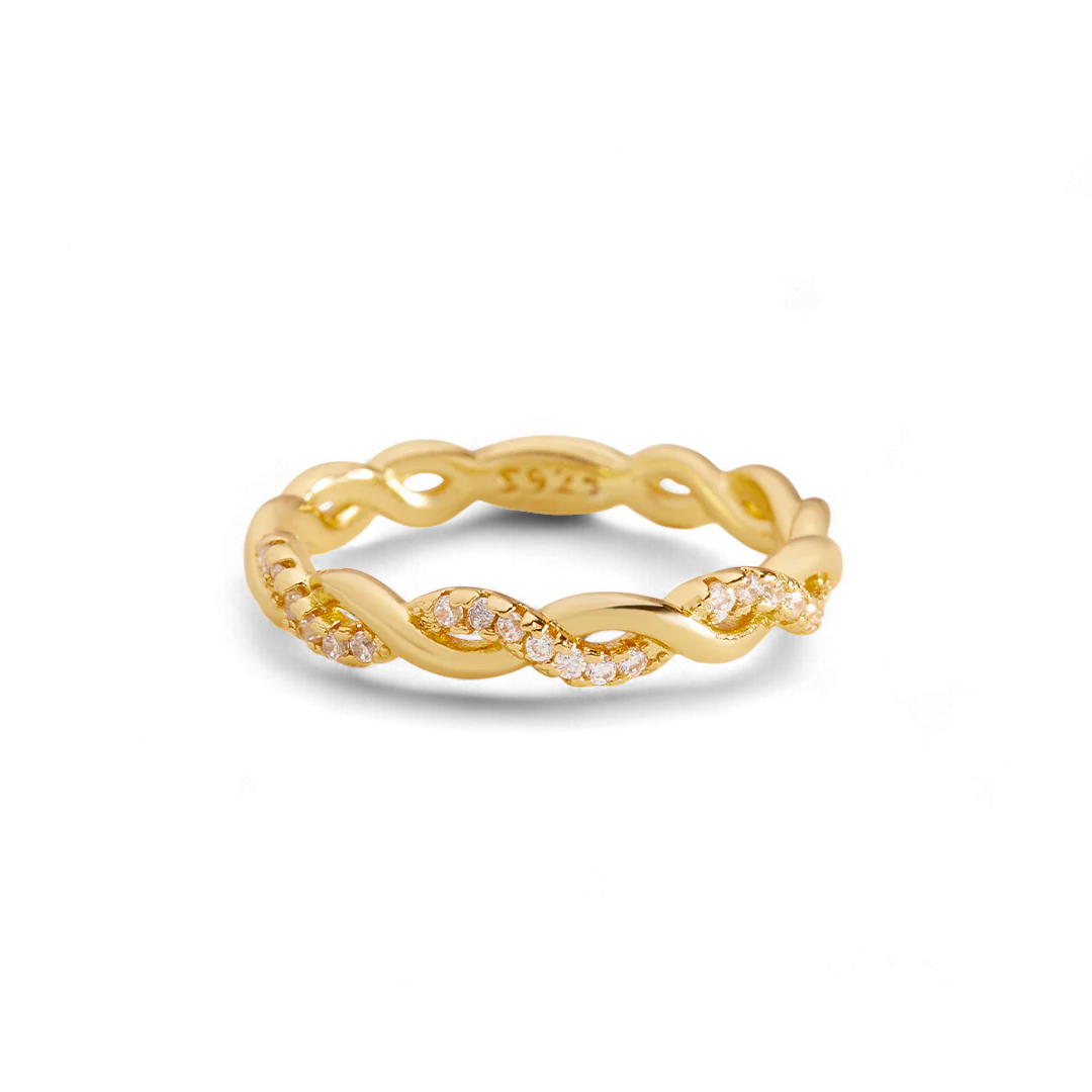 Dainty Pave Twist Stacking Ring
