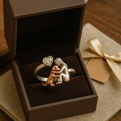 Handcrafted 925 Sterling Silver Dog Ring with Heart-Shaped Zirconia – Adjustable Fit