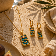 The Empress - Tarot Card  | Silver Dainty Necklace with Blue Enamel