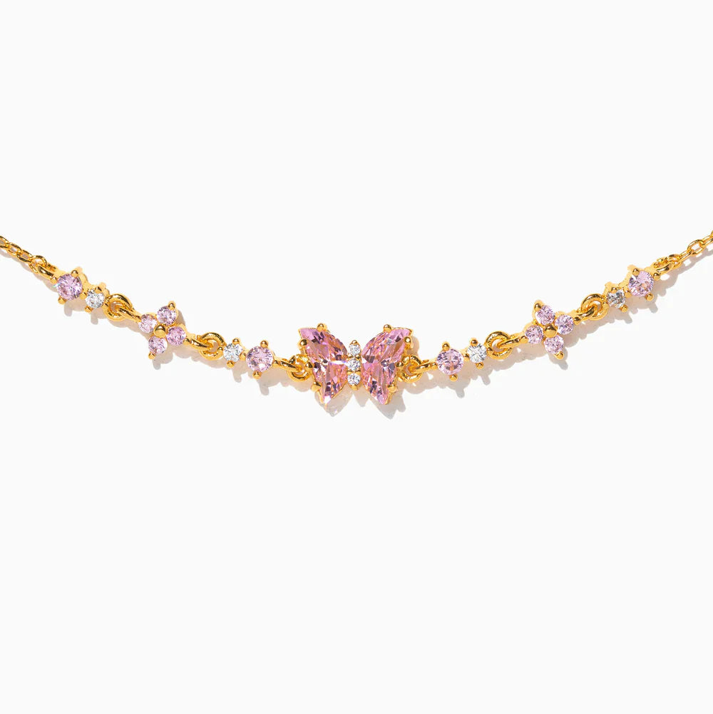 Pink Bow Crystal Stacking Bracelet Set