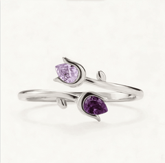Mother & Daughter Double Birthstone Tulip Ring
