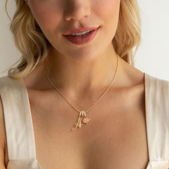Initial & Heart Zircon Necklace