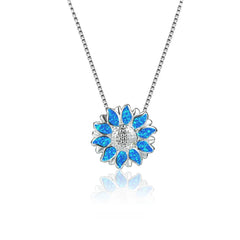 Sun Flower Opal Pendant Necklace
