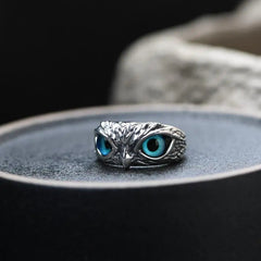 Mystic Owl Opal Ring – Adjustable Silver Wisdom Ring