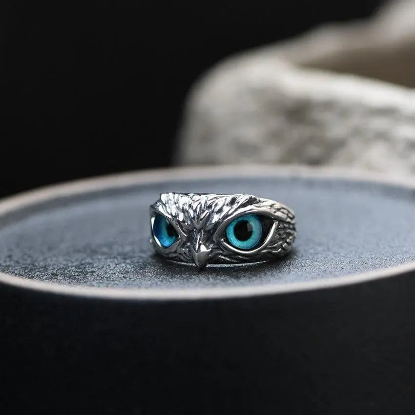 Mystic Owl Opal Ring – Adjustable Silver Wisdom Ring
