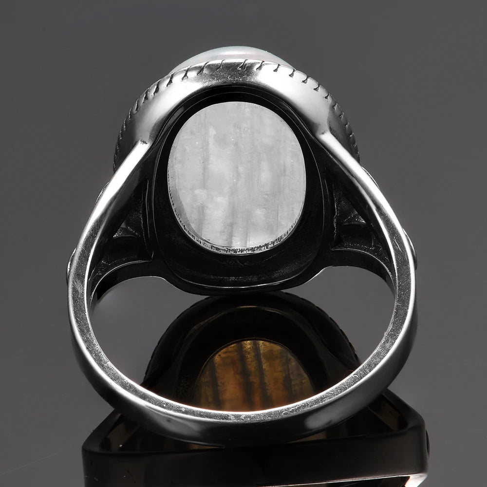 Natural Moonstone Silver Ring