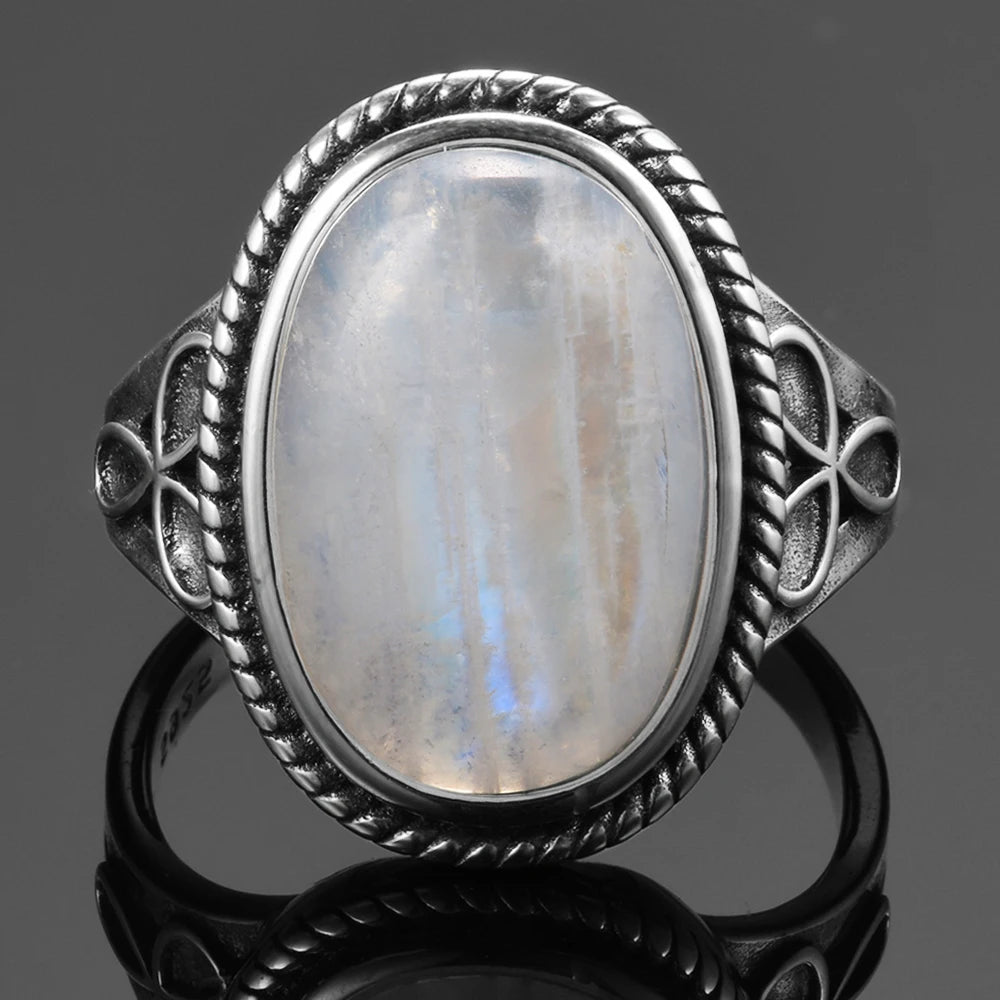 Natural Moonstone Silver Ring