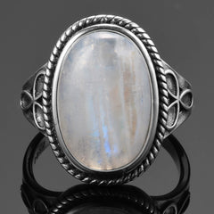Natural Moonstone Silver Ring