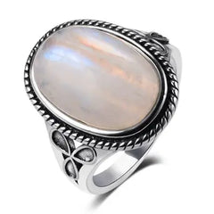 Natural Moonstone Silver Ring
