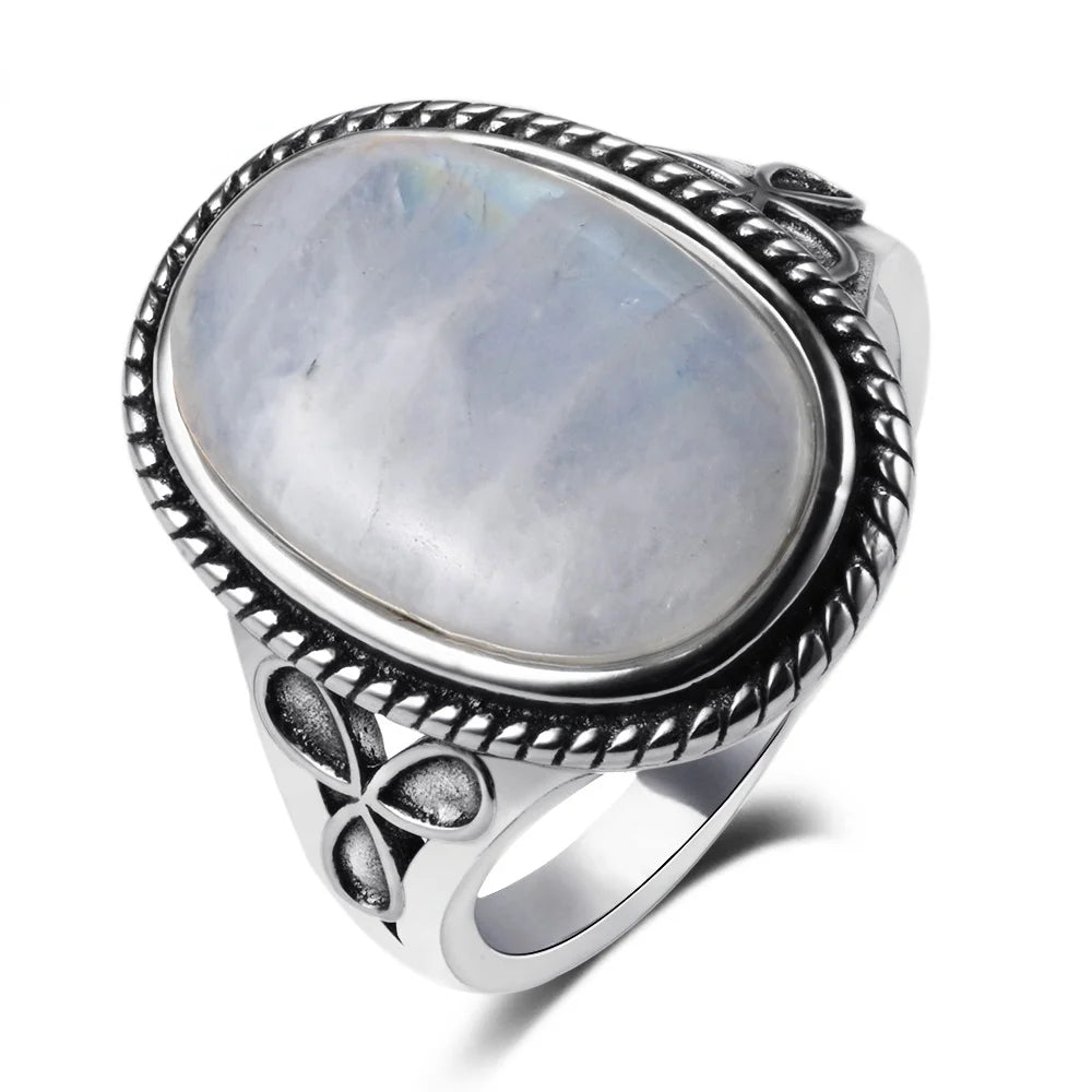 Natural Moonstone Silver Ring