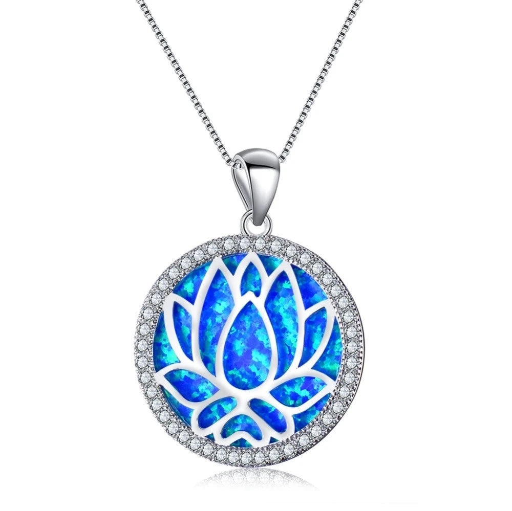 Sun Flower Opal Pendant Necklace
