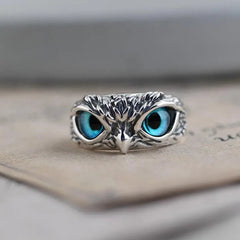 Mystic Owl Opal Ring – Adjustable Silver Wisdom Ring