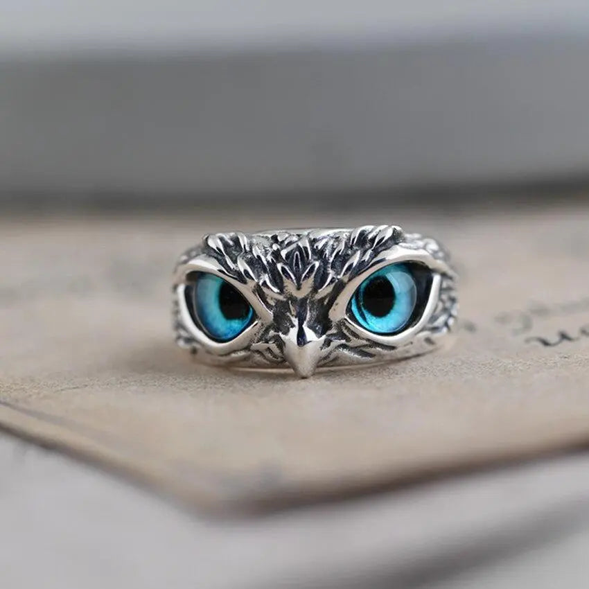 Mystic Owl Opal Ring – Adjustable Silver Wisdom Ring