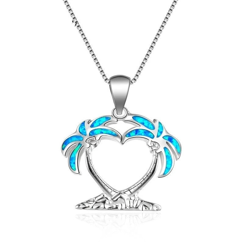 Sun Flower Opal Pendant Necklace