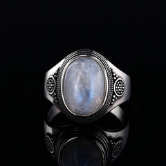 Oval Moonstone Retro Silver Ring