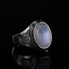 Oval Moonstone Retro Silver Ring