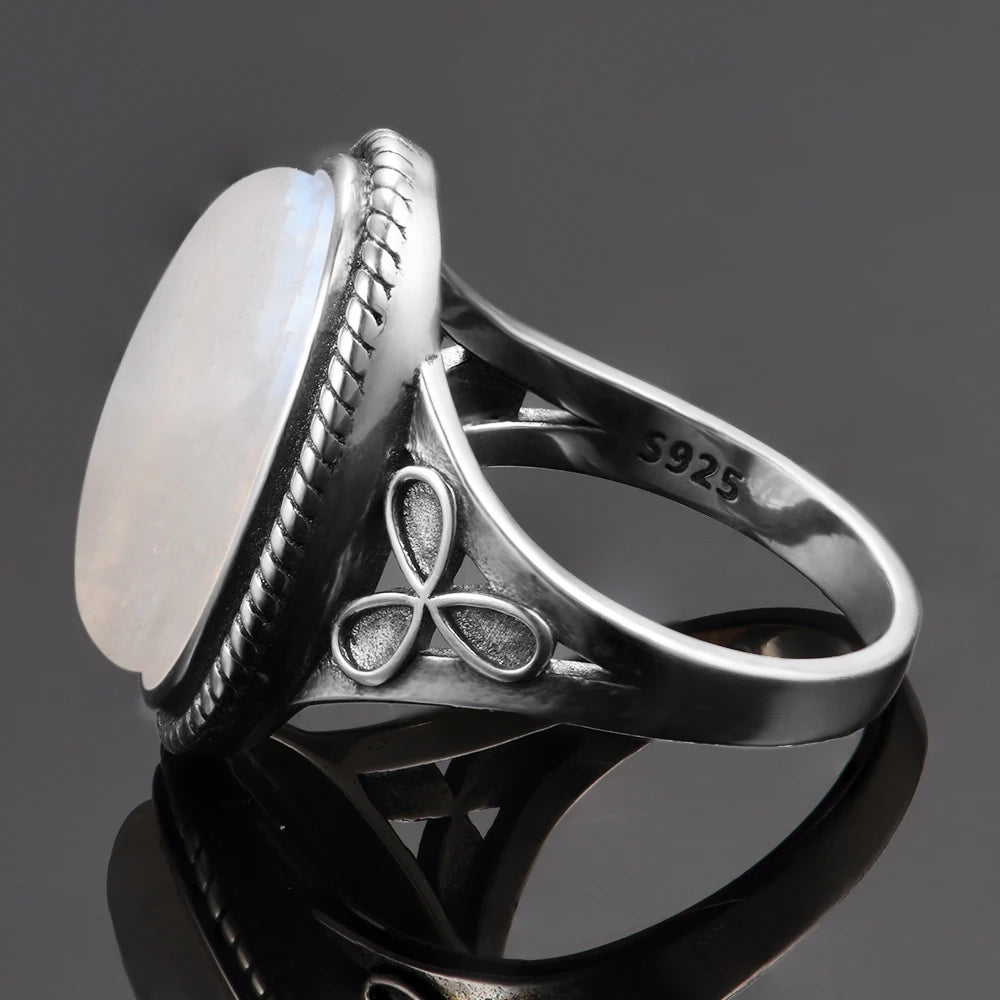 Natural Moonstone Silver Ring