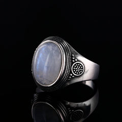 Oval Moonstone Retro Silver Ring
