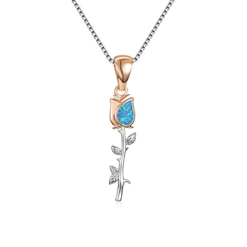 Sun Flower Opal Pendant Necklace