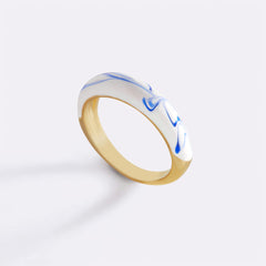 Blue Porcelain Dome Ring