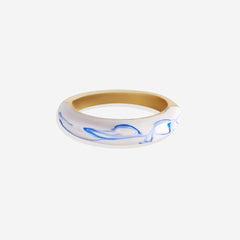 Blue Porcelain Dome Ring