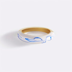 Blue Porcelain Dome Ring