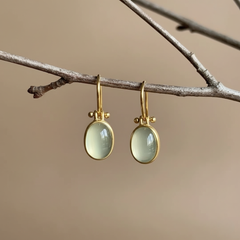 Green Moonstone Drop Earrings