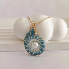 Pearl Blue Shell Pendant Necklace