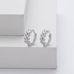 Silver Leaf-Shaped Earrings
