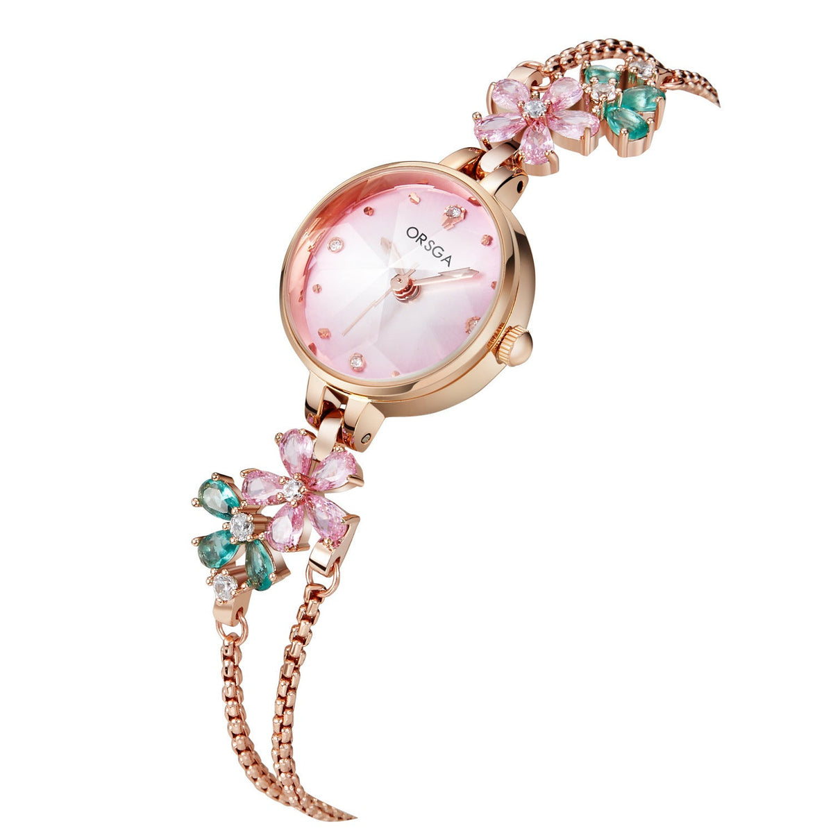 Water-Resistant Floral Bracelet Watch