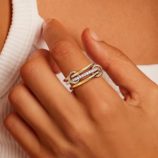 Triple Interlocking Zircon Ring