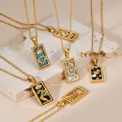 Tarot Card Enamel Necklace