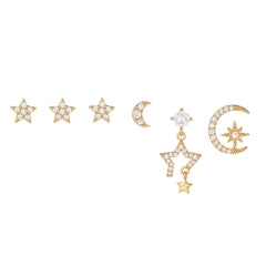 Star & Moon Stackable Earrings Set