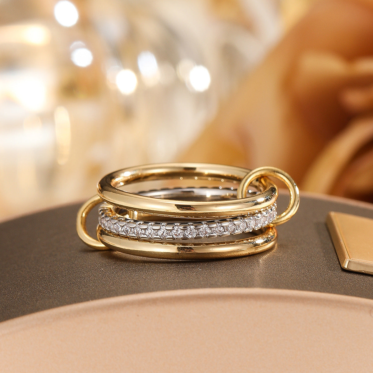 Triple Interlocking Zircon Ring