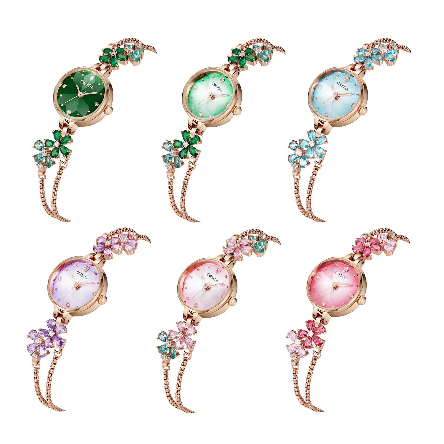 Water-Resistant Floral Bracelet Watch