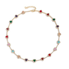 Colourful Heart Crystal Necklace