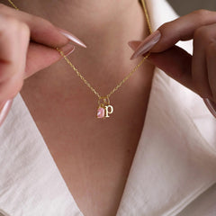 Initial & Birthstone Necklace