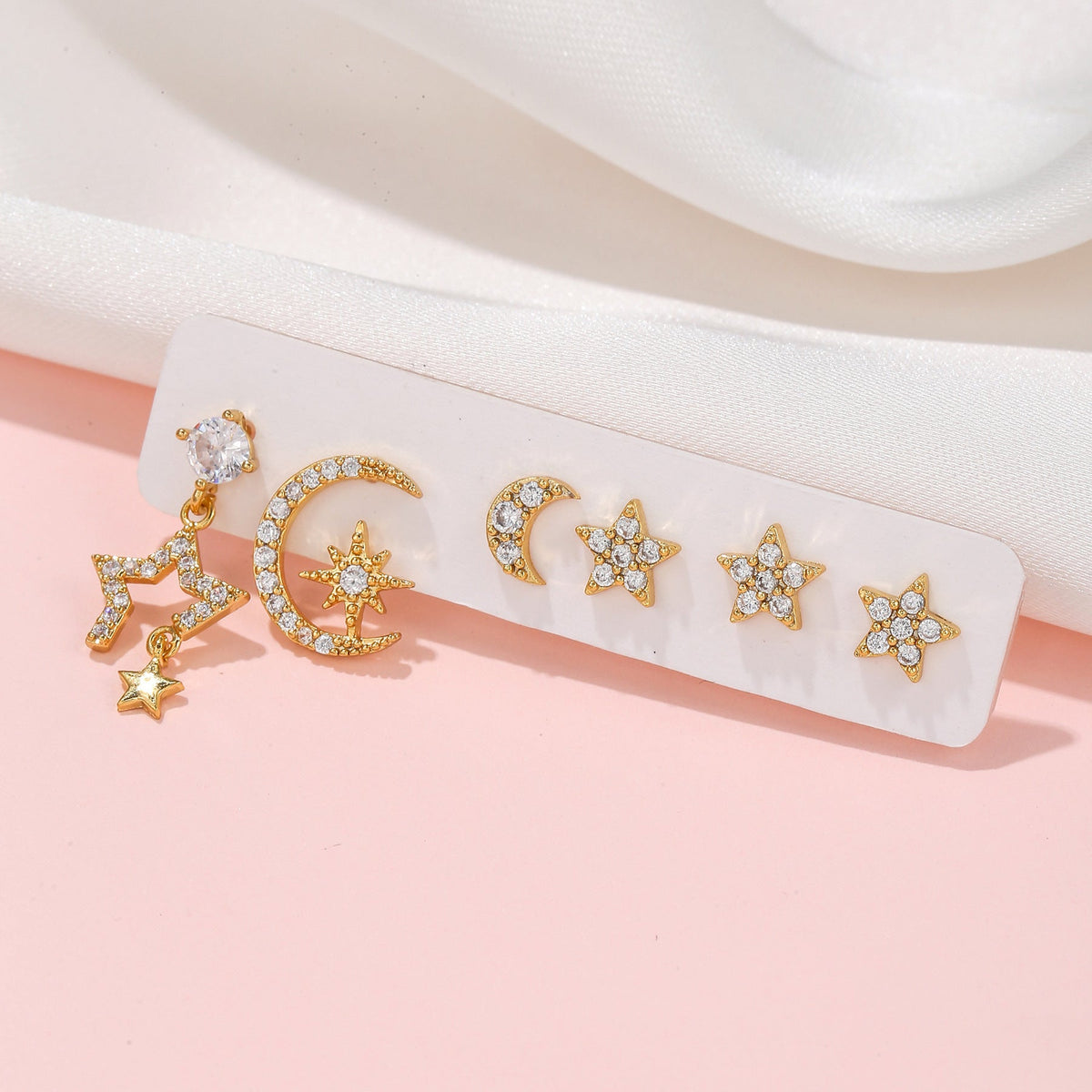 Star & Moon Stackable Earrings Set